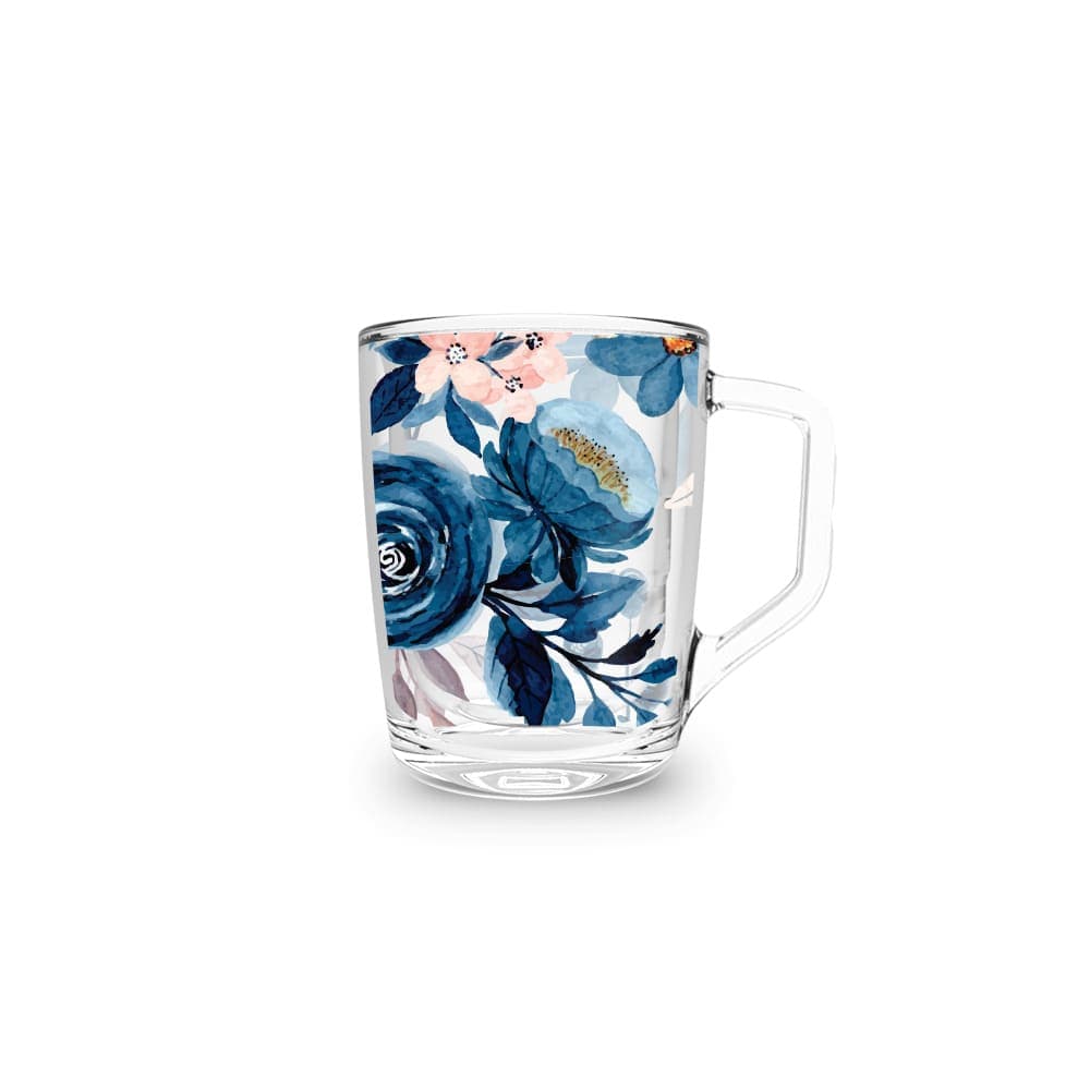 Xícara 60ml Floral Azul
