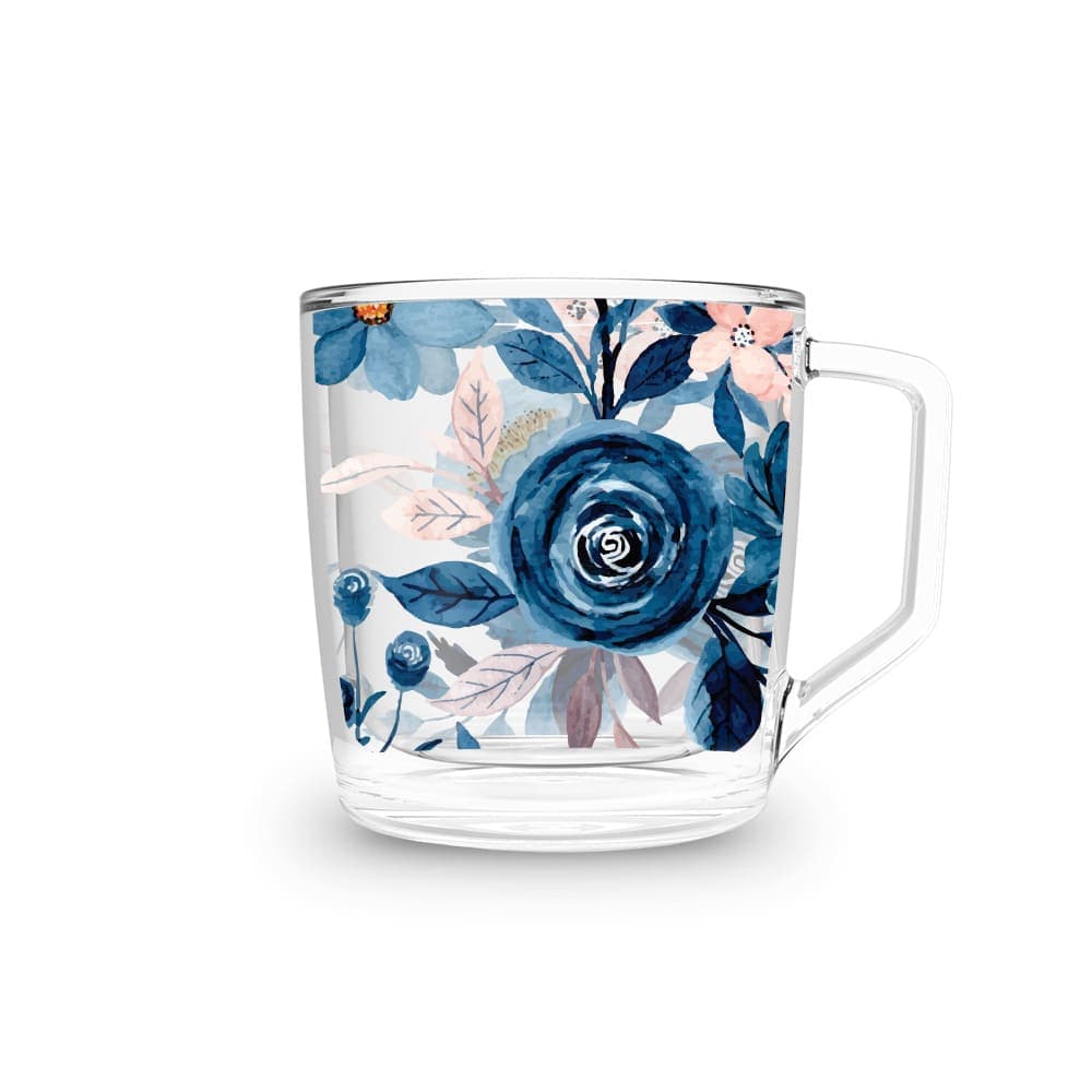 Xícara 250ml Floral Azul