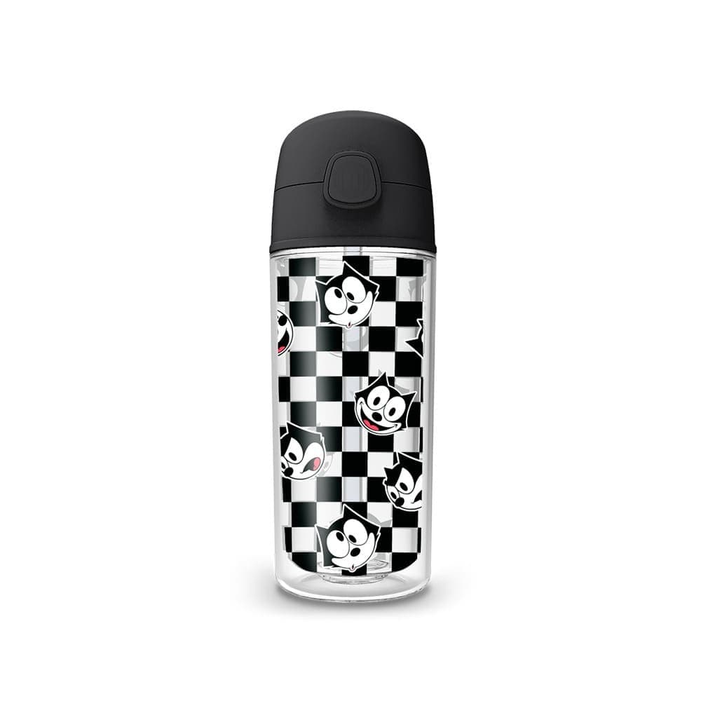 Garrafa Pop 270ml Gato Félix Xadrez Preto