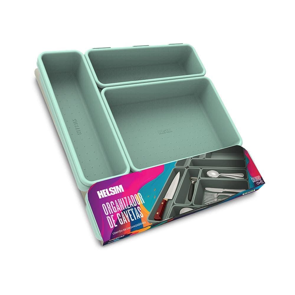Kit Organizador de Gavetas Colours Hortelã — imagem 1 de 1