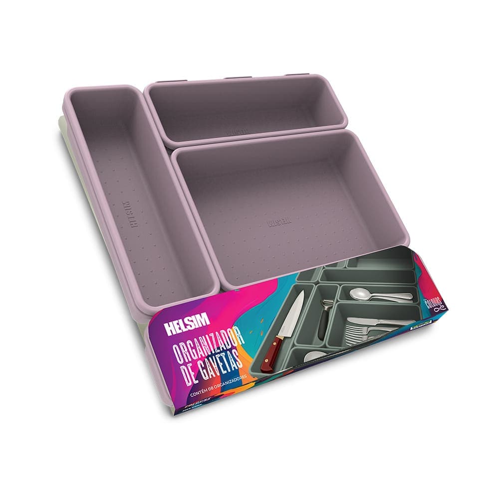 Kit Organizador de Gavetas Colours Rosa Chá